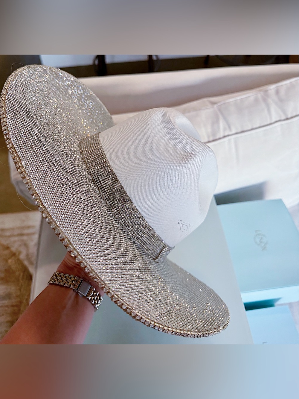 Rhinestone Cowgirl The Original Rhinestone Cowgirl Sparkling White Women's Hat - Picture 3 of 11
